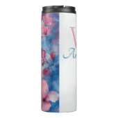 Weiche Blume in Rosa und Blau Thermosbecher (Rückseite)