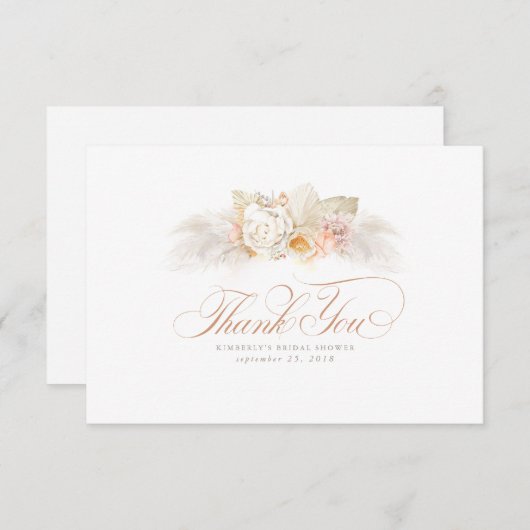 Weiche Blume und Pampas Grass Vielen Dank Dankeskarte (Vorne/Hinten)