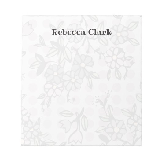 Weiche Blume und Polka-Punkte Notepad-Vorlage Notizblock (Vorderseite)