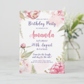 Weiche Blumenblüte Geburtstagsfeier Einladung (Stehend Vorderseite)