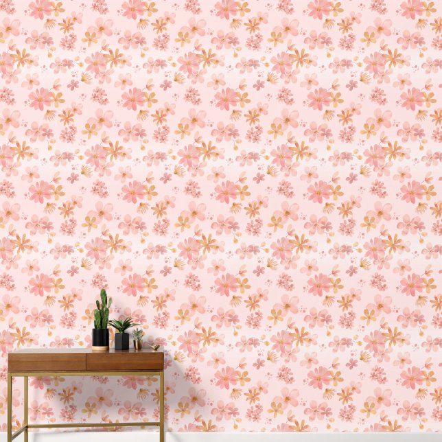 Weiche Blumenblüten Wandverkleidung | Tapete (Korridor)