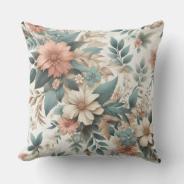 Weiche Blumenpfirsichpfirsichfarben aquamarines Vi Kissen