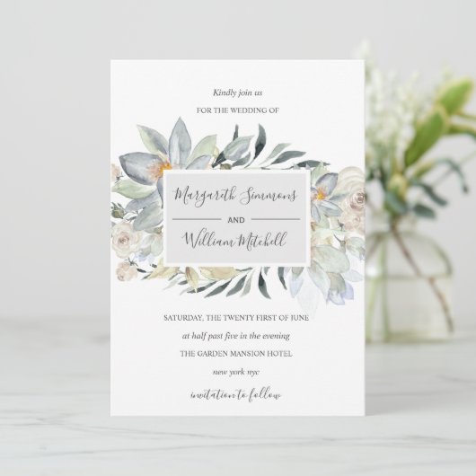 Weiche Blumenstruktur Wasserfarbe Save The Date (Stehend Vorderseite)