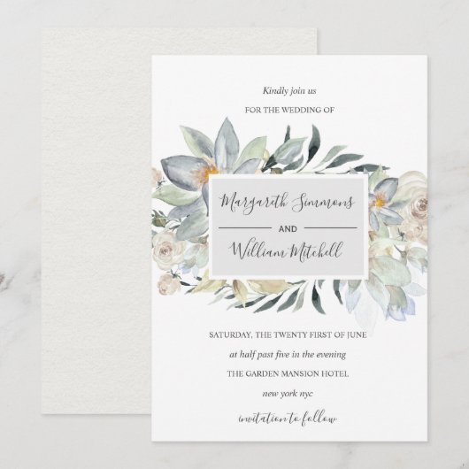 Weiche Blumenstruktur Wasserfarbe Save The Date (Vorne/Hinten)