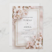 Weiche Blush Cherry Blossom Hochzeit Einladung (Vorne/Hinten)
