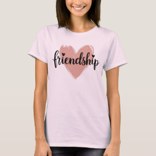 Weiche Blush und Schwarz Hand Gezeichnet Herzfreun T-Shirt