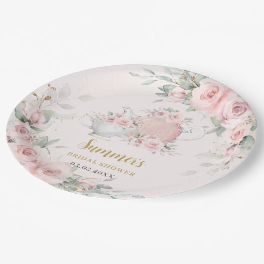 Weiche Blüte Blumenbeete Tee Party Brautparty Pappteller (Schrägansicht)