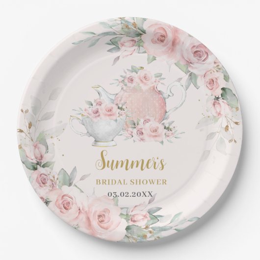 Weiche Blüte Blumenbeete Tee Party Brautparty Pappteller (Vorderseite)