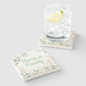 Weiche Blüte mit Blätter und Blume aus Tiny Buddin Steinuntersetzer (Seitenansicht)