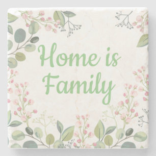 Weiche Blüte mit Blätter und Blume aus Tiny Buddin Steinuntersetzer