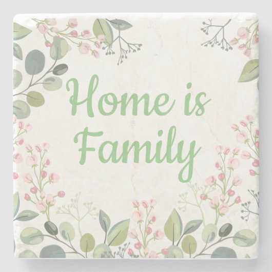 Weiche Blüte mit Blätter und Blume aus Tiny Buddin Steinuntersetzer (Vorderseite)