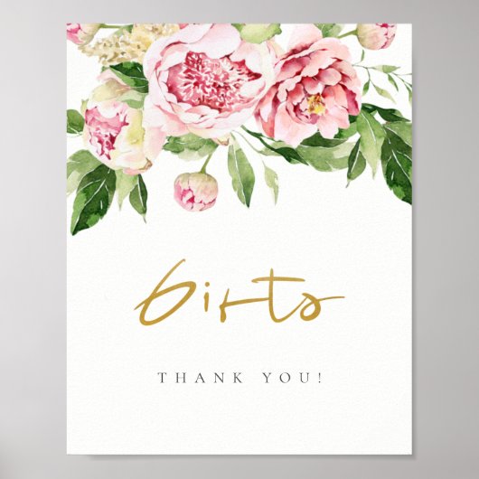 Weiche Blüten Blütenpeony Wasserfarbenschild Poster (Vorne)