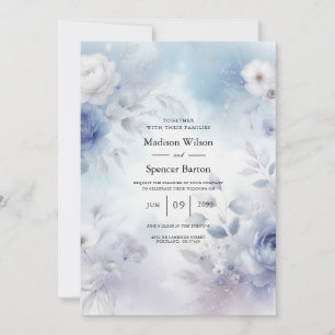Weiche Blüten und Lavendel-Mist-Hochzeit Einladung