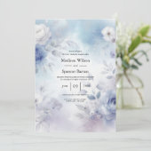 Weiche Blüten und Lavendel-Mist-Hochzeit Einladung (Stehend Vorderseite)