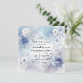 Weiche Blüten und Lavendel-Mist-Hochzeit Einladung (Stehend Vorderseite)