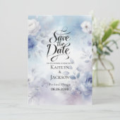 Weiche Blüten und Lavendel-Mist-Hochzeit Save The Date (Stehend Vorderseite)