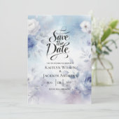 Weiche Blüten und Lavendel-Mist-Hochzeit Save The Date (Stehend Vorderseite)