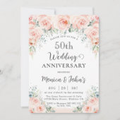 Weiche Blütenblüte Rose 50. Hochzeitstag Einladung (Vorderseite)