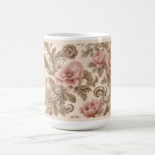 Weiche Blütenblüte und Scrolls Kaffeetasse (Mittel)