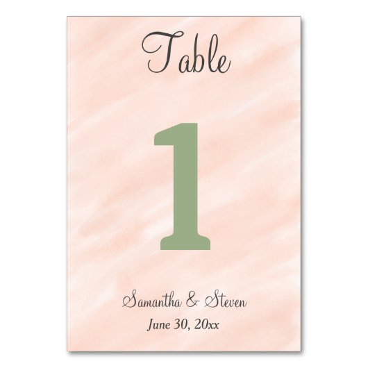 Weiche Blütenfarbe Grüne Farbe Tischnummer (Rückseite)