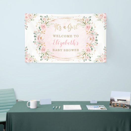 Weiche Blütenfarbe Wasserfarbene Rose Dusche Willk Banner (Messeveranstaltung)