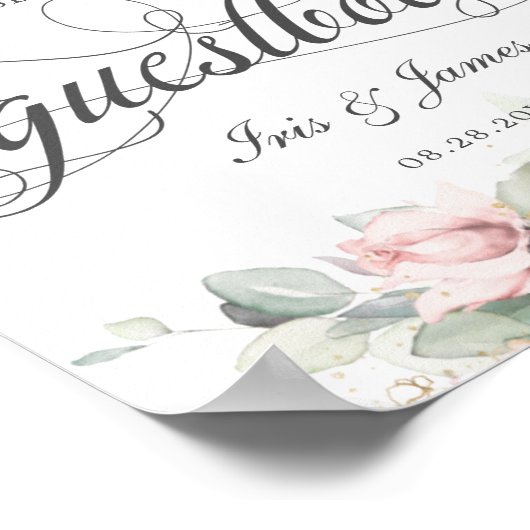 Weiche Blütengrün Blumengestein Hochzeitsgeschenk Poster (Ecke)