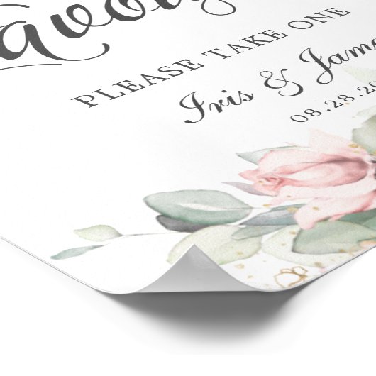 Weiche Blütengrün Gastgeschenke Hochzeiten Zeichen Poster (Ecke)