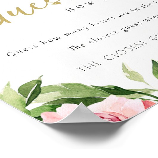 Weiche Blütenpeere schätzen, wie viele Küsse Poster (Ecke)