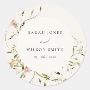 Weiche Blütenweide Wasserfarben Blumenzwiebeln Runder Aufkleber