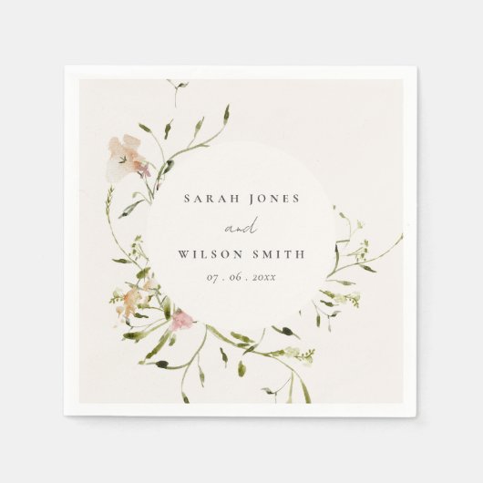 Weiche Blütenweide Wasserfarben Blumenzwiebeln Serviette (Vorderseite)