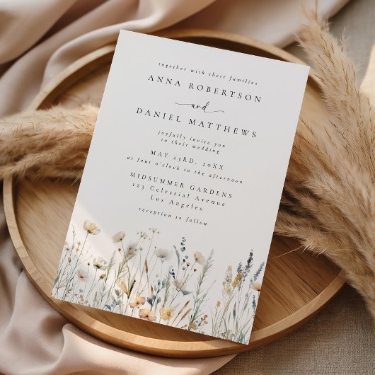 Weiche Boho-Wildblumen-Hochzeit Einladung