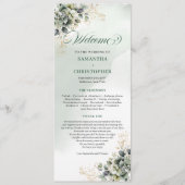 Weiche botanische staubgrüne Eukalyptus-Hochzeit Programm (Vorderseite)