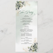 Weiche botanische staubgrüne Eukalyptus-Hochzeit Programm (Rückseite)