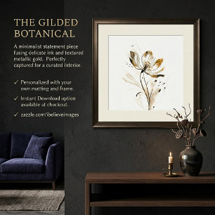 Weiche braune und schwarze minimalistische Blume Poster