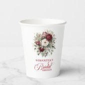 Weiche burgunderrote florale Papierbecher für Brau (Rückseite)