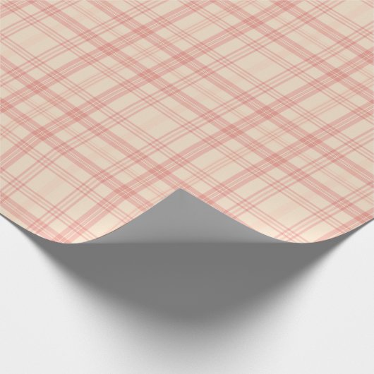 Weiche Creme und Rosa Kariert Geschenkpapier (Ecke)