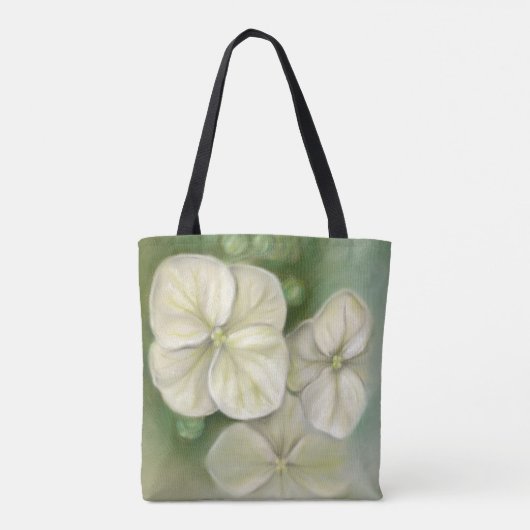 Weiche Creme Weiße Pastel Hydrangea Floral Monogra Tasche (Rückseite)