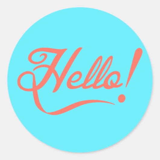 Weiche Cyan und Bittersweet Hallo Runder Aufkleber (Vorderseite)