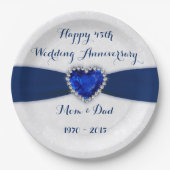 Weiche Damask 45. Hochzeitsstiftplatte Pappteller (Vorderseite)