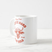 Weiche dem harten Arbeiten Cow  Kaffeetasse (Vorderseite Links)