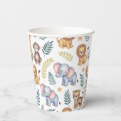 Weiche Dschungeltiere Blätter Muster Pappbecher (Rückseite)