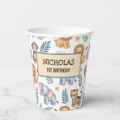 Weiche Dschungeltiere Blätter Muster Pappbecher (Vorderseite)