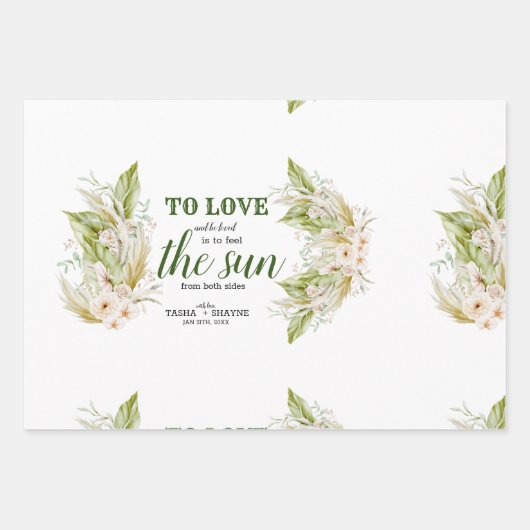 Weiche Elegant Delicate Beige Grüne Pampas Grass Geschenkpapier Set (Vorderseite 2)