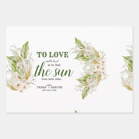 Weiche Elegant Delicate Beige Grüne Pampas Grass Geschenkpapier Set (Vorderseite)