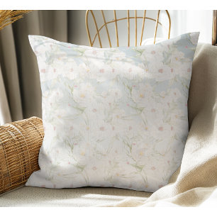 Weiche, elegante, weiße Blumenmuster Kissen