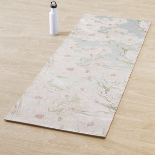 Weiche, elegante, weiße Blumenmuster Yogamatte (Beispiel)
