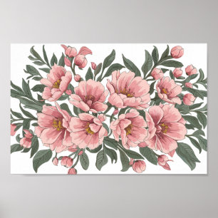 Weiche Eleganz: Weich rosa Blumenstrauß Poster