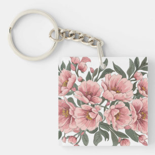 Weiche Eleganz: Weich rosa Blumenstrauß Schlüsselanhänger