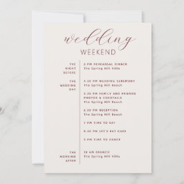 Weiche Elfenbein-Schrift Hochzeits-Zeitplan + Will Einladung