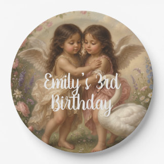 weiche Engel Cherub Mädchen Geburtstag || Papierpl Pappteller